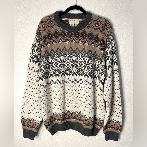 VTG Eddie Bauer Sweater Men M Chunky Knit Crew Neck Long Sleeve - Picture 1 of 11